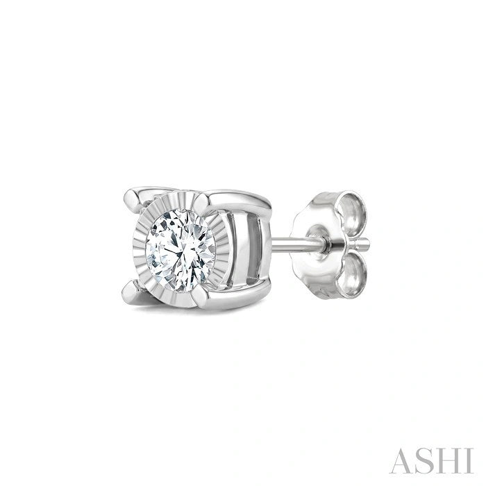 Silver Miracle Plate Diamond Fashion Stud Earrings