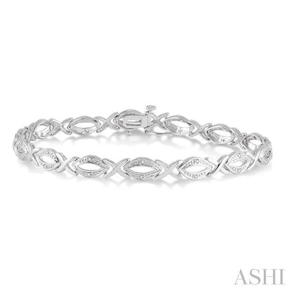 Silver 'X' Shape Diamond Bracelet