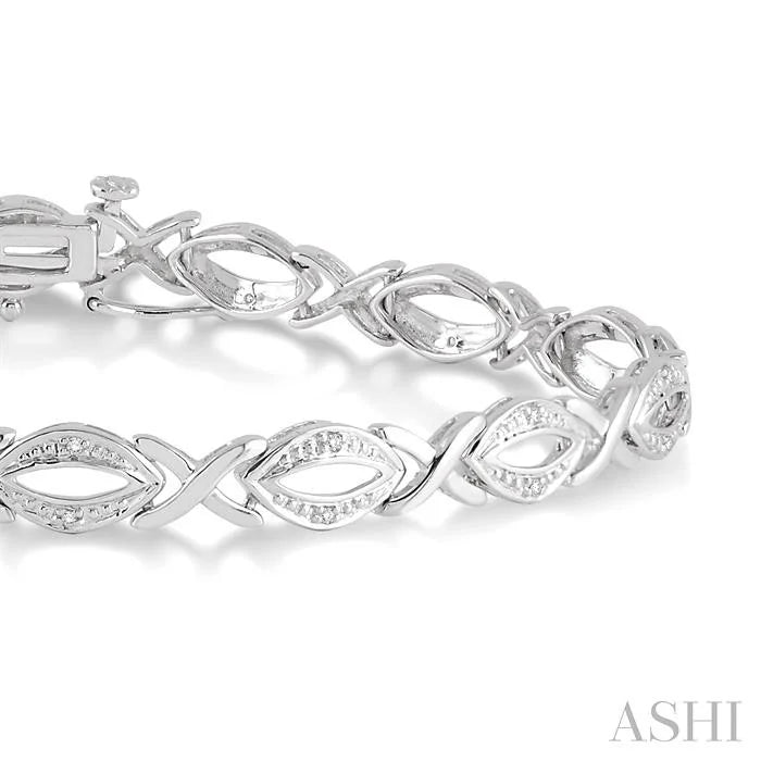 Silver 'X' Shape Diamond Bracelet