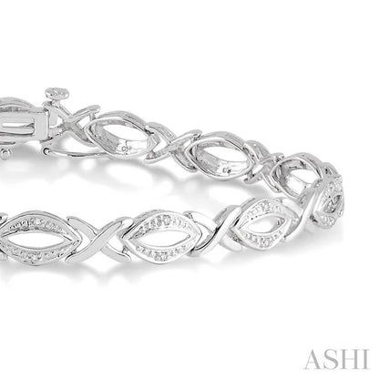 Silver 'X' Shape Diamond Bracelet