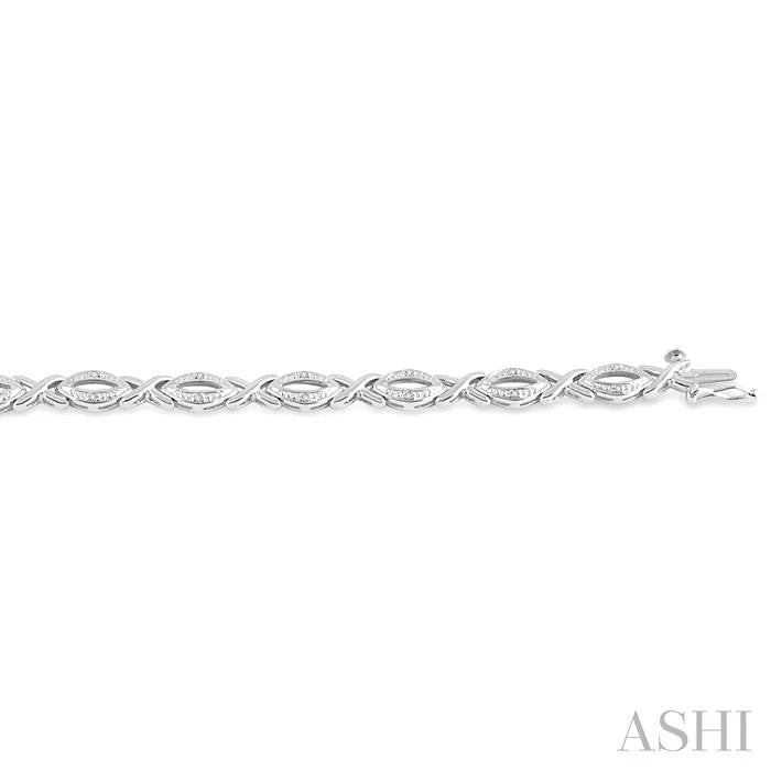 Silver 'X' Shape Diamond Bracelet