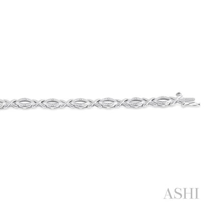 Silver 'X' Shape Diamond Bracelet