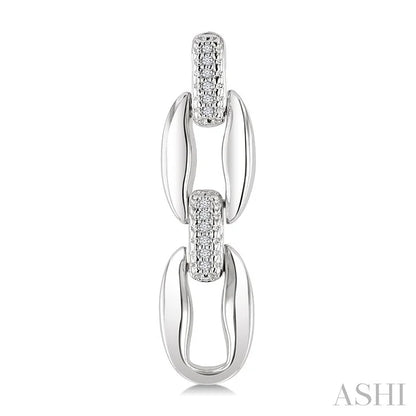 Silver Bold Oval Shape Link Diamond Fashion Earrings