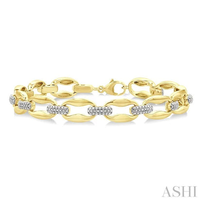 Gold Vermeil Bold Oval Shape Link Diamond Fashion Bracelet