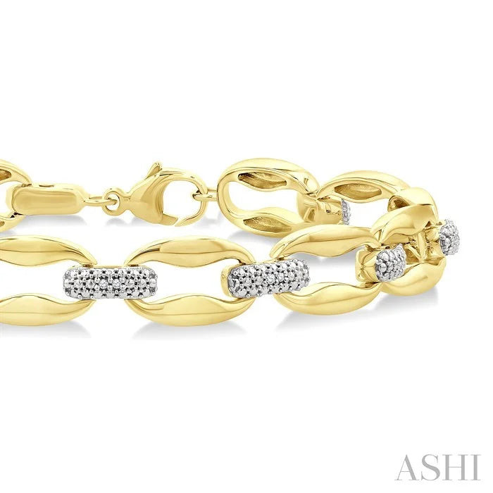 Gold Vermeil Bold Oval Shape Link Diamond Fashion Bracelet