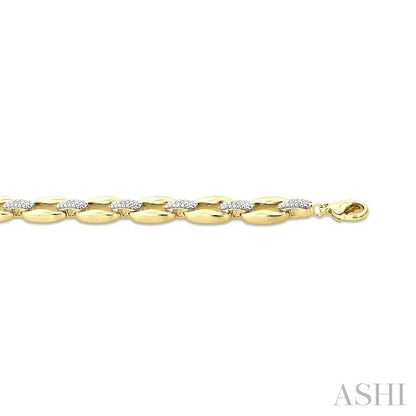 Gold Vermeil Bold Oval Shape Link Diamond Fashion Bracelet