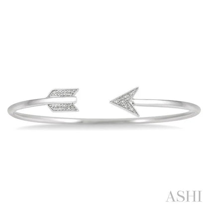 Silver Arrow Diamond Open Cuff Bangle