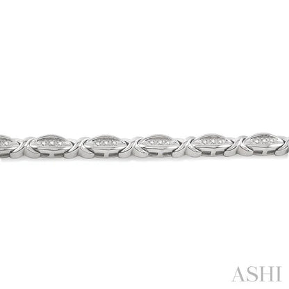 Silver 'X' Shape Diamond Bracelet