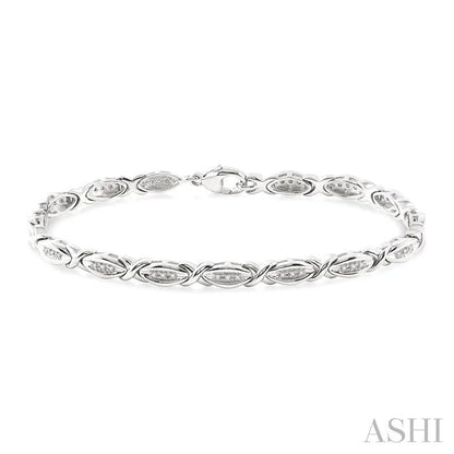 Silver 'X' Shape Diamond Bracelet