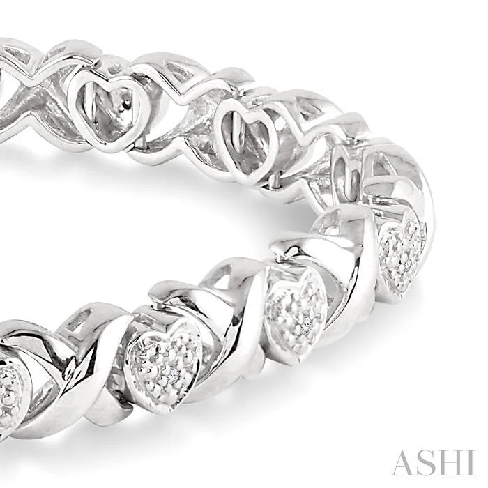 Silver Heart Shape Diamond Bracelet