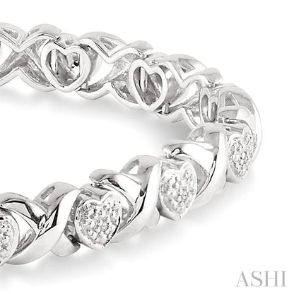 Silver Heart Shape Diamond Bracelet