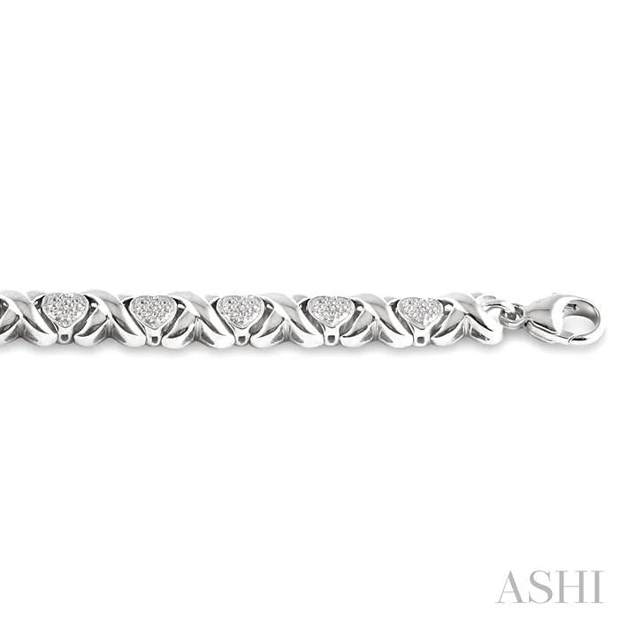 Silver Heart Shape Diamond Bracelet