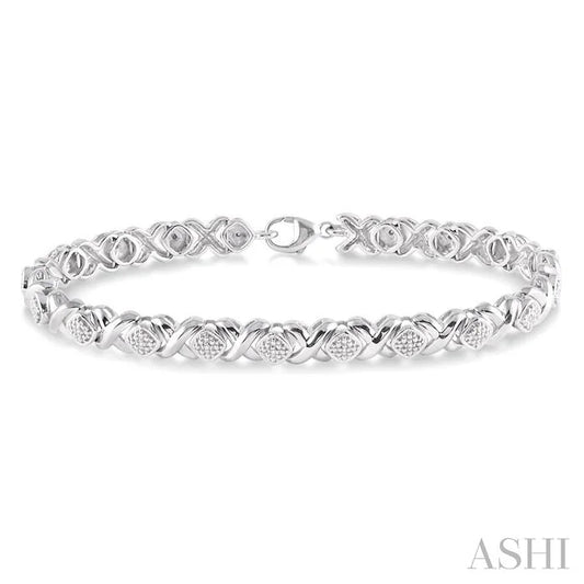 Silver 'X' Shape Diamond Bracelet