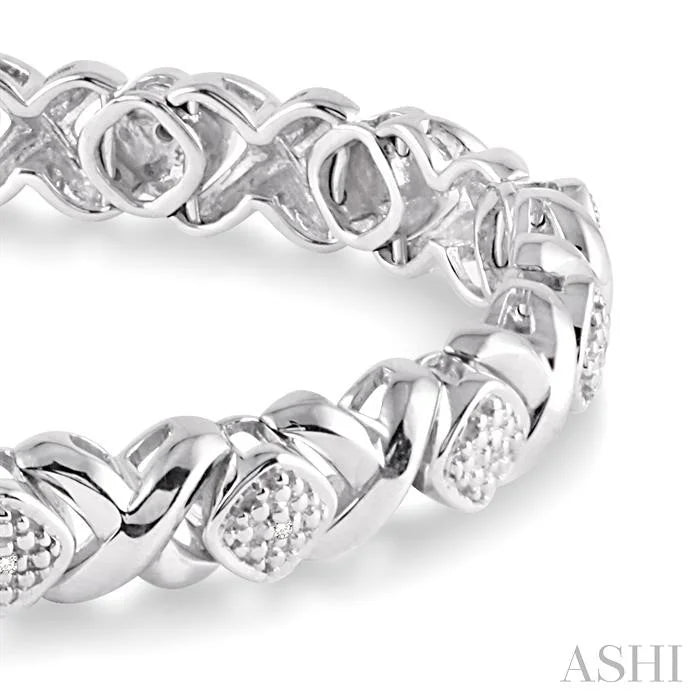 Silver 'X' Shape Diamond Bracelet