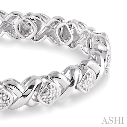 Silver 'X' Shape Diamond Bracelet