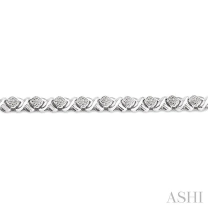 Silver 'X' Shape Diamond Bracelet