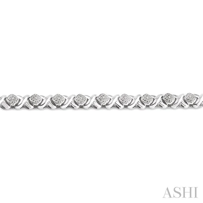 Silver 'X' Shape Diamond Bracelet