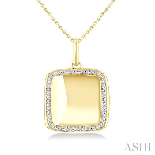 Gold Vermeil Square Diamond Locket Pendant