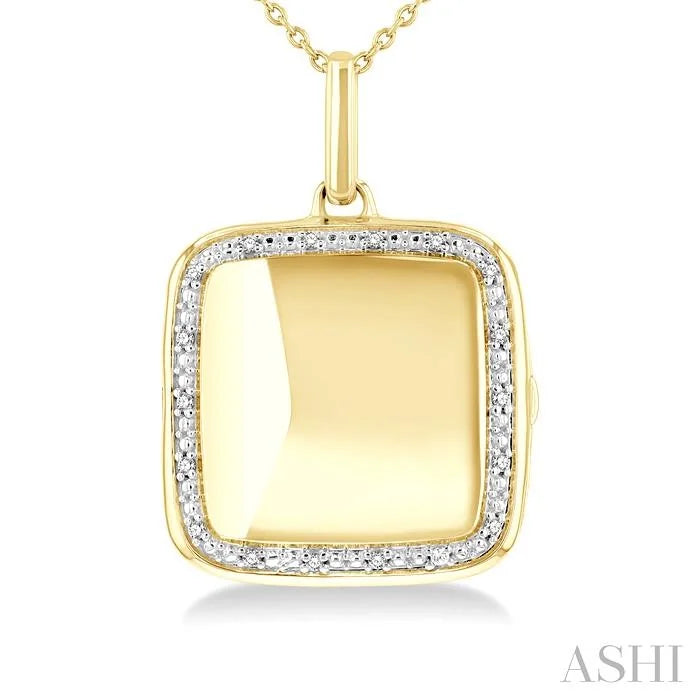 Gold Vermeil Square Diamond Locket Pendant