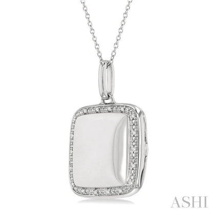 Silver Square Diamond Locket Pendant