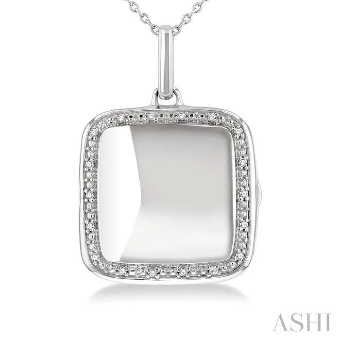 Silver Square Diamond Locket Pendant