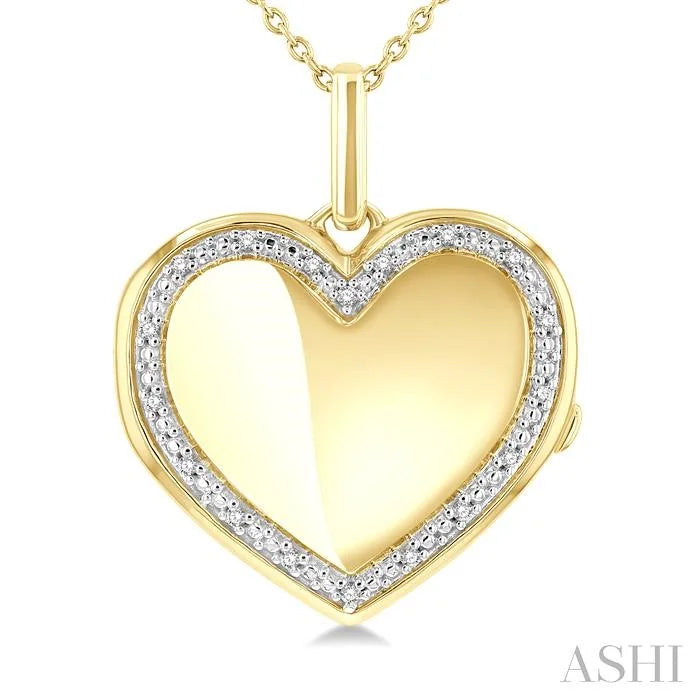 Gold Vermeil Heart Shape Diamond Locket Pendant