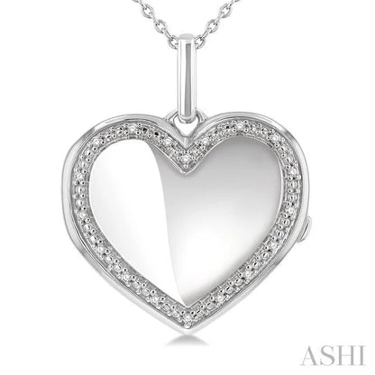 Silver Heart Shape Diamond Locket Pendant