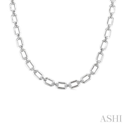 Silver Bold Rectangular Shape Link Diamond Necklace