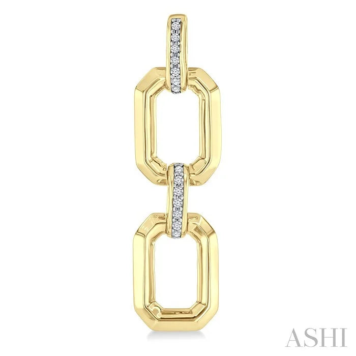 Gold Vermeil Bold Rectangular Shape Link Diamond Fashion Earrings