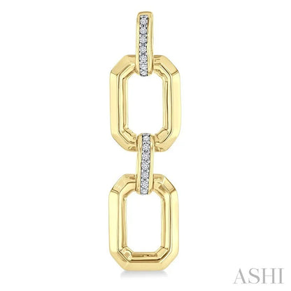 Gold Vermeil Bold Rectangular Shape Link Diamond Fashion Earrings