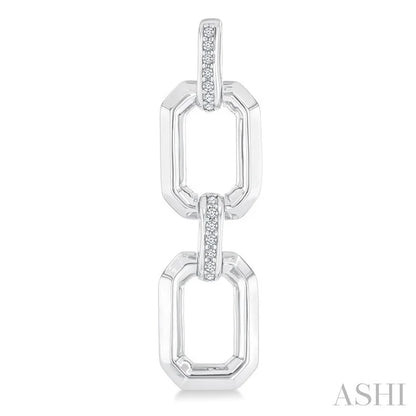 Silver Bold Rectangular Shape Link Diamond Fashion Earrings