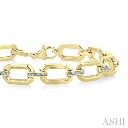 Gold Vermeil Bold Rectangular Shape Link Diamond Fashion Bracelet