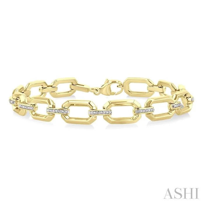 Gold Vermeil Bold Rectangular Shape Link Diamond Fashion Bracelet