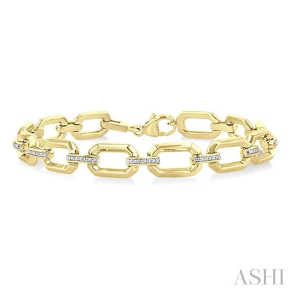 Gold Vermeil Bold Rectangular Shape Link Diamond Fashion Bracelet