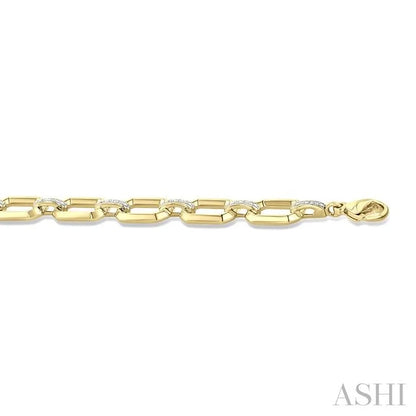 Gold Vermeil Bold Rectangular Shape Link Diamond Fashion Bracelet