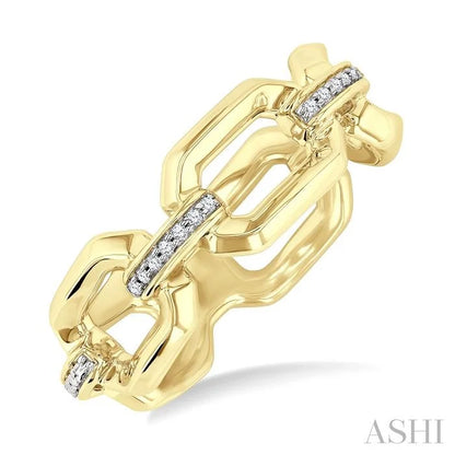Gold Vermeil Bold Rectangular Shape Link Diamond Ring