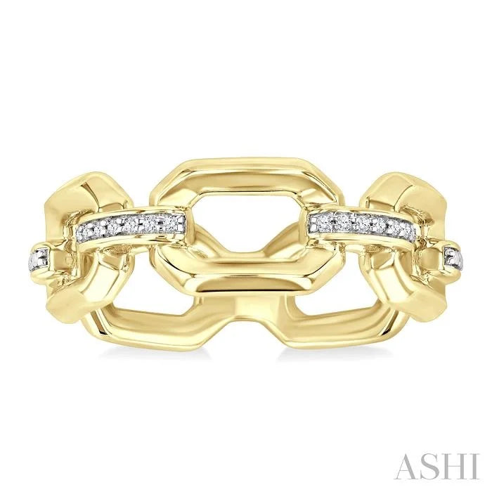 Gold Vermeil Bold Rectangular Shape Link Diamond Ring
