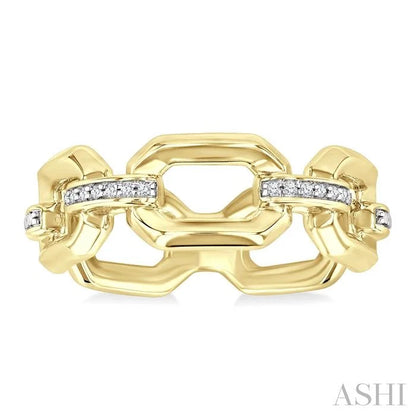 Gold Vermeil Bold Rectangular Shape Link Diamond Ring