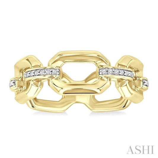 Gold Vermeil Bold Rectangular Shape Link Diamond Ring