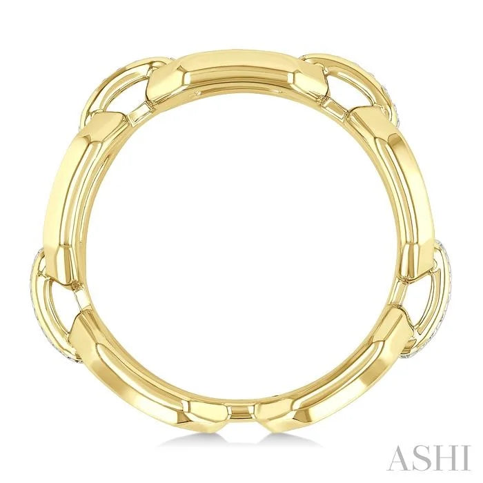 Gold Vermeil Bold Rectangular Shape Link Diamond Ring
