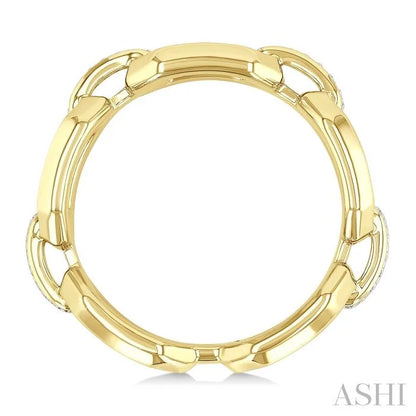 Gold Vermeil Bold Rectangular Shape Link Diamond Ring