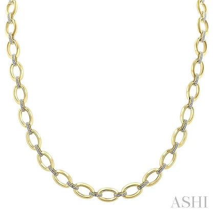 Gold Vermeil Bold Oval Shape Link Diamond Necklace