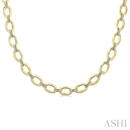 Gold Vermeil Bold Oval Shape Link Diamond Necklace