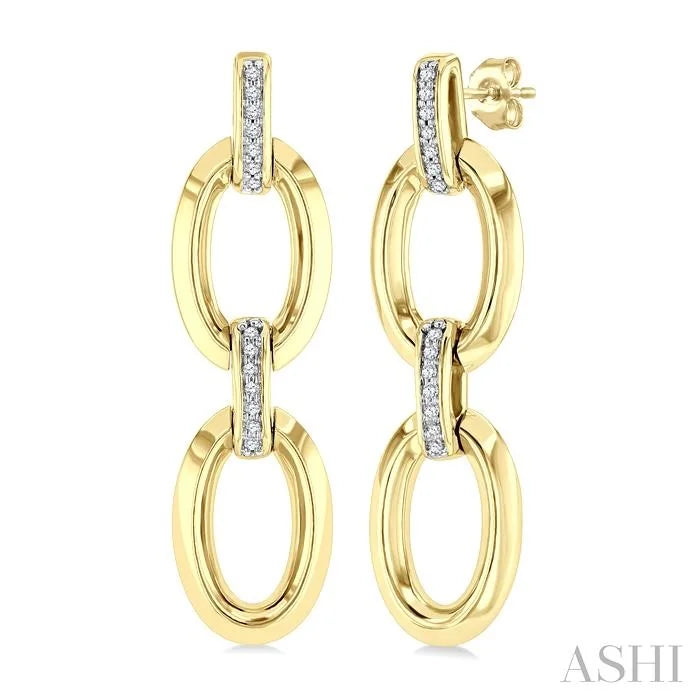 Gold Vermeil Bold Oval Shape Link Diamond Earrings
