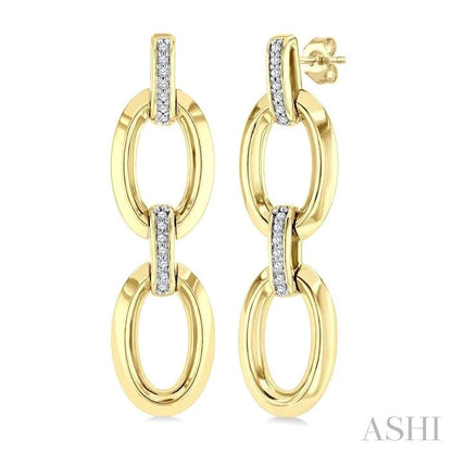 Gold Vermeil Bold Oval Shape Link Diamond Earrings