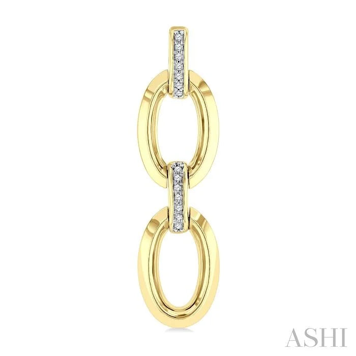 Gold Vermeil Bold Oval Shape Link Diamond Earrings