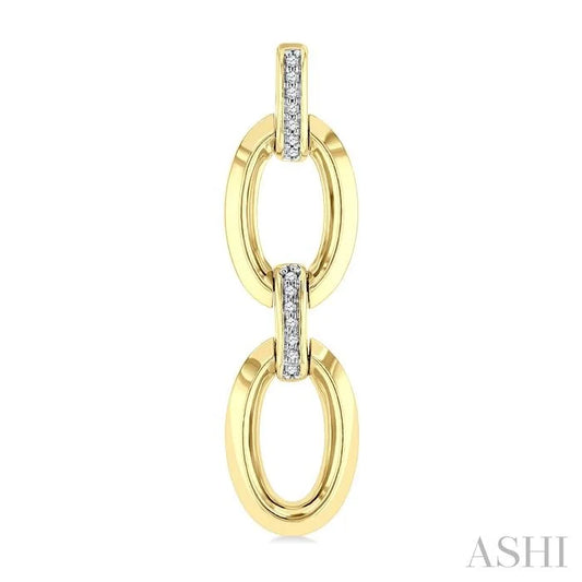 Gold Vermeil Bold Oval Shape Link Diamond Earrings