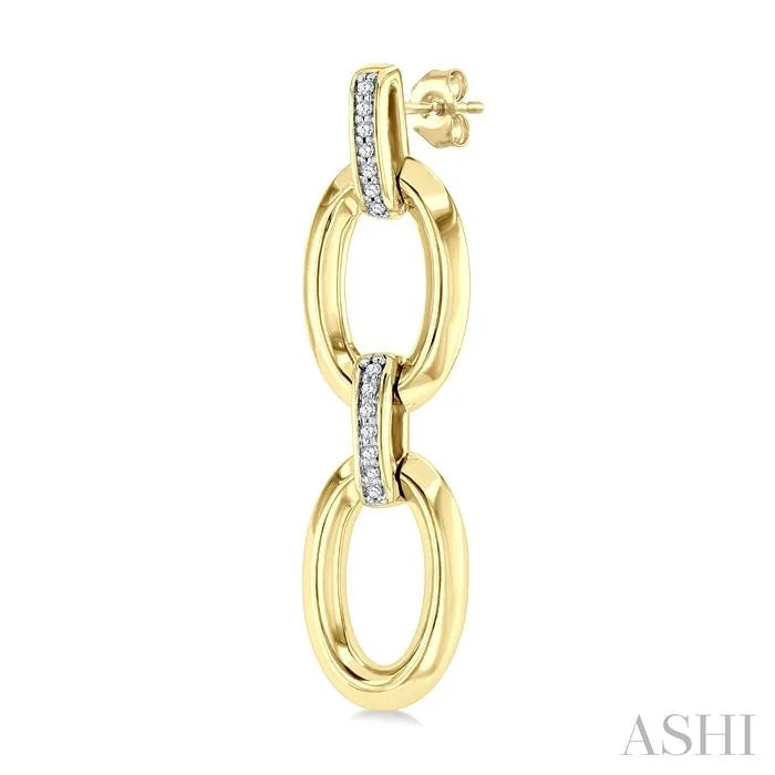 Gold Vermeil Bold Oval Shape Link Diamond Earrings
