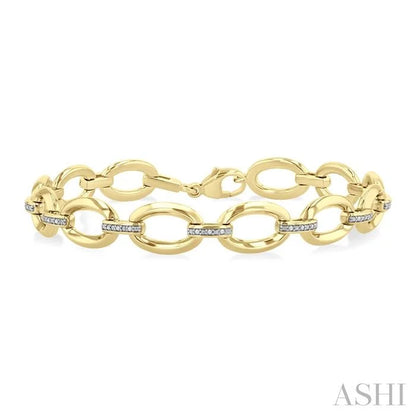 Gold Vermeil Bold Oval Shape Link Diamond Fashion Bracelet