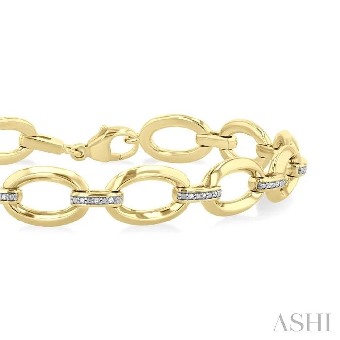 Gold Vermeil Bold Oval Shape Link Diamond Fashion Bracelet